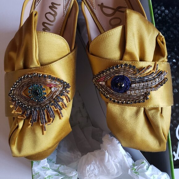 Sam Edelman  Beautiful Gold Satin Beaded Shoes - 8M - Picture 1 of 4